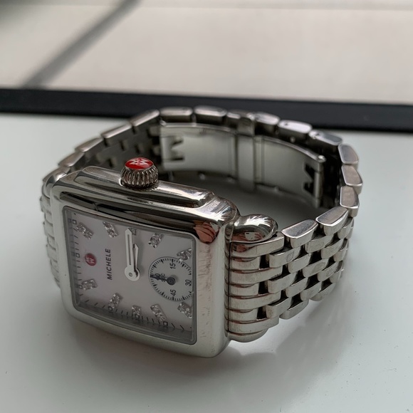 Michele Deco Mid Stainless Steel Diamond Watch – Michael  Michele Deco Mid Stainless Diamond Dial Watch